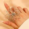 Exaggerated Hollow Metal Line Flower Big Ring for Women Trendy Metal Finger Ring Hip Hop Statement Party Jewelry New