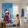 1pc Christmas Highland Cow Print Waterproof Shower Curtain Partition Privacy Hanging Curtain with 12 Hooks Multiple Sizes