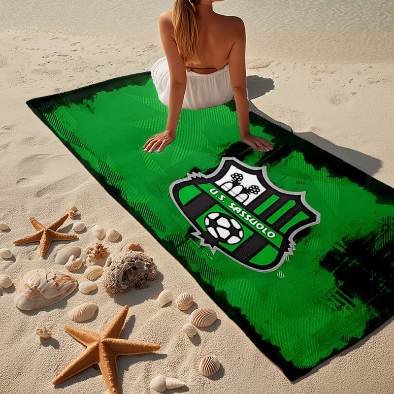 1PC Sassuolo Football Crest Design Beach Towel - Soft, Absorbent Microfiber, Lightweight, Ideal for The Beach, Parties, Travel, Camping fan gifts