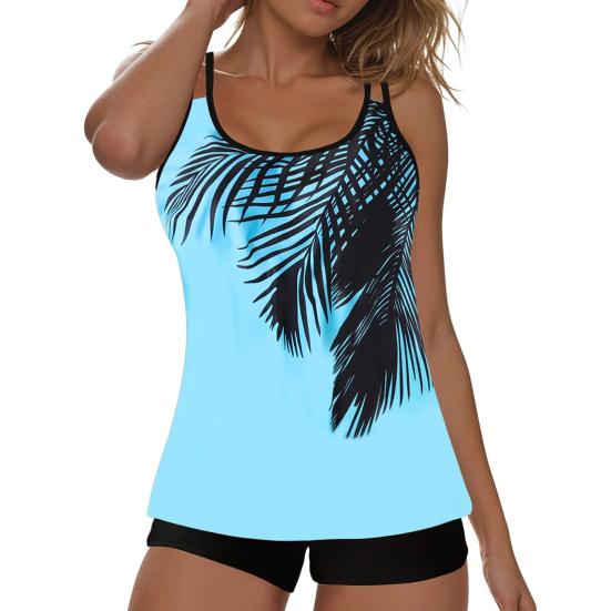 

Комплект из 2 предметов: танкини, съемный ремешок, нагрудная накладка, регулируемые лямки, топы с эластичной талией, принтованные плавки, комплект пляжной одежды L