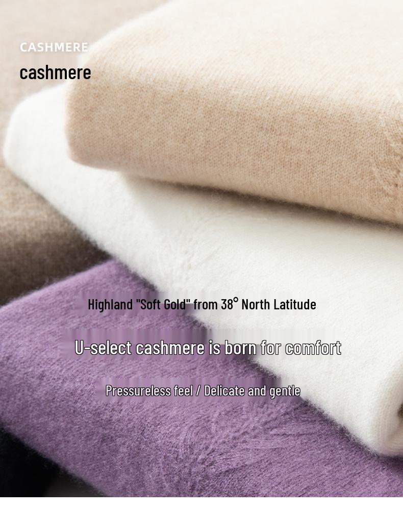 Women's High Neck Cashmere Sweater - Stylish Wheat Ear Knit for Autumn/Winter.