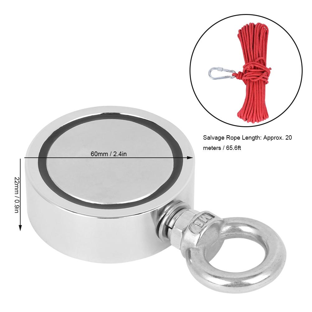 Magnetic Hook Double‑Sided Magnet River Recycling Single‑Ring N35 265LBS 20‑Meter