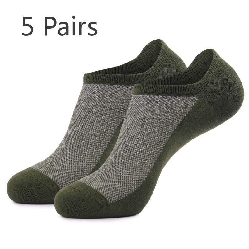 

5 пар мужских коротких хлопковых носков большого размера на весну/лето 38-43(5 pairs) зелёный