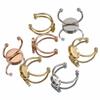 No Fade 5pcs Stainless Steel Adjustable Open Ring Base Cabochon Cameo Blank Settings Glass Bezel Jewelry Making Accessories