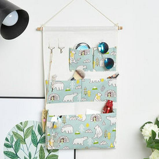 Wall-Mounted Fabric Storage Bag: Hanging Organizer for Bedside or Wardrobe