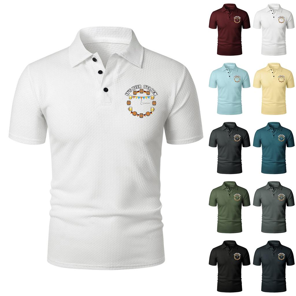 Men's Short Sleeve Polo Shirt with Printed Graphic Lapel Collar Lightweight Breathable Knit Fabric Casual Fit for Summer