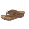 Women's Fashion Slip-On Flip Flops, Floral Decor Flat Sandals, Comfort PU Sole Casual Shoes for All Seasons