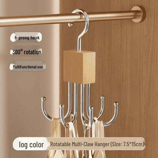 

Rotating Six-Claw Multifunctional Hanging Rack for Bags, Underwear, and Clothing