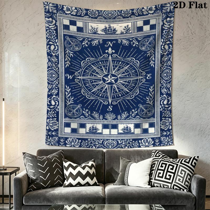 Compass Wall Tapestry Aesthetic Wall Hanging Printed Fabric Blanket Decorative Tapestries for Bedroom Living Room Home Decor