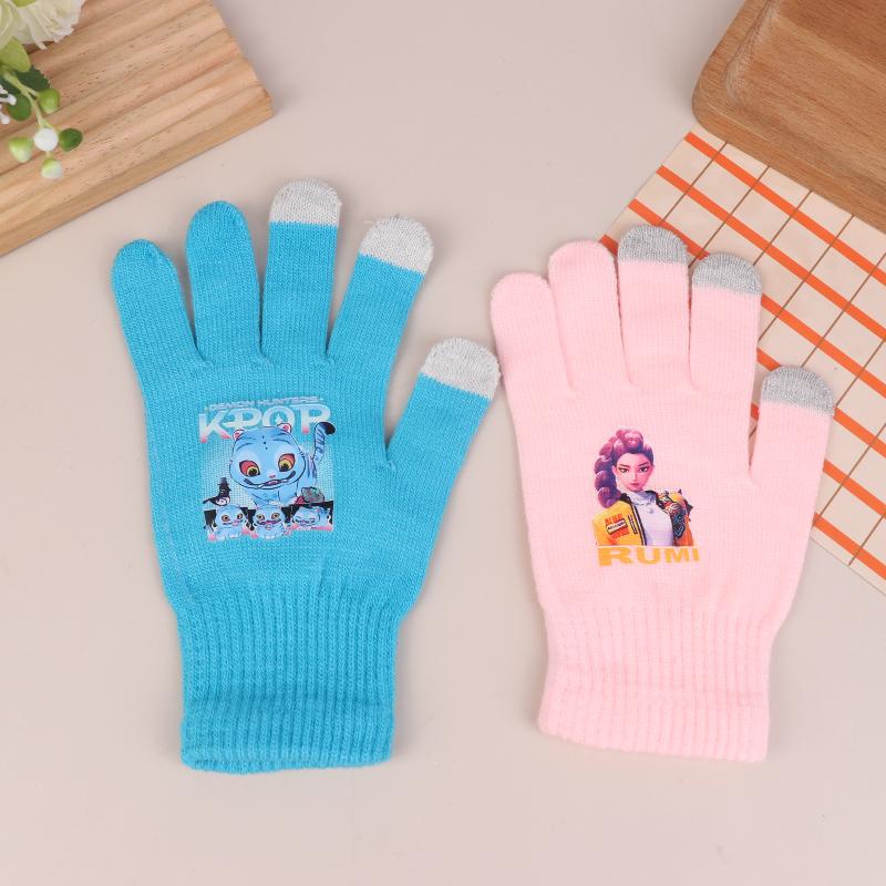K Pop Demon Hunters Girls Gloves Woman Touch Screen Gloves Lady Winter Warm Cartoon Anime Accessories Cute Gift