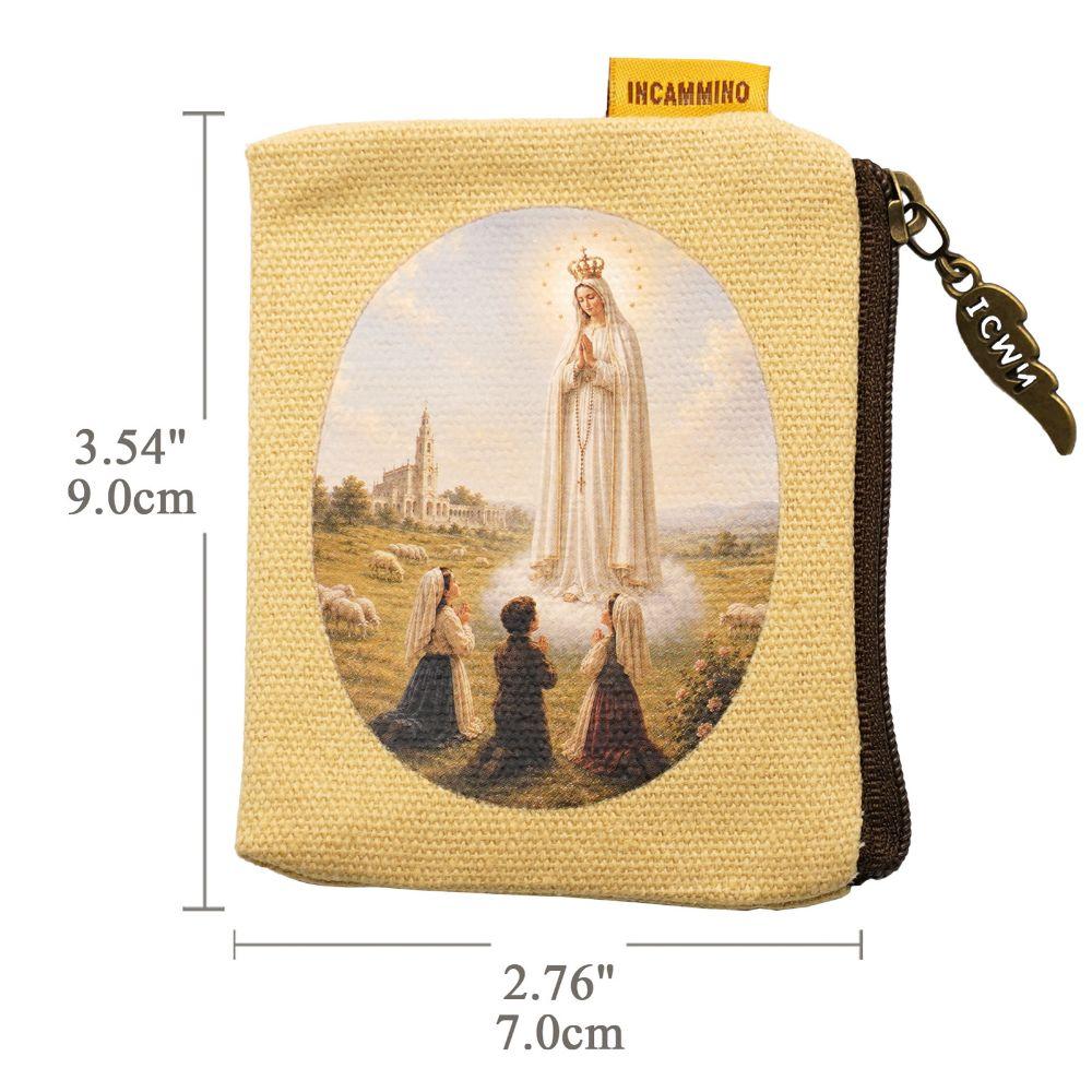 Cotton Canvas Catholic Rosary Storage Pouch Fatima Rosary Carrier Practical Jewelry Pouch Prayer