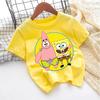 SpongeBob TShirt for Kids Cartoon Design Round Neck for Boys and Girls Cotton Casual Streetwear Short Sleeve Kids Tops