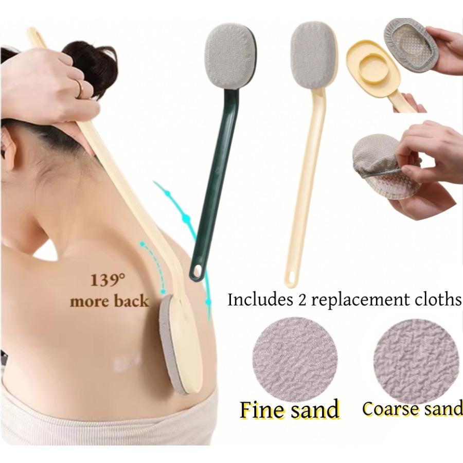 4pcs Set Long Handle Bath Shower Brush Soft Bristles Painless Back Scrubber Brush Coarse/Fine Sand Reusable Body Cleaning Brush