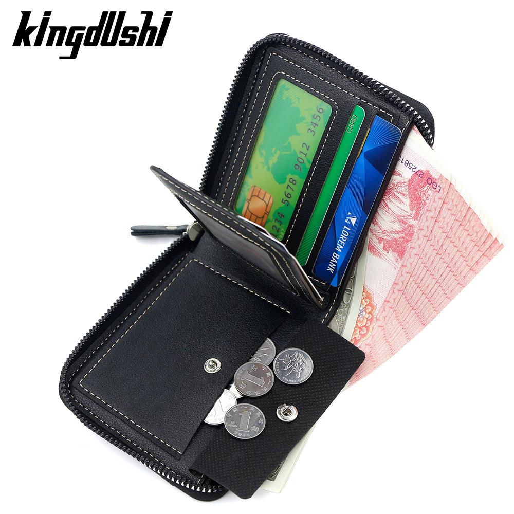 Schoolbag Popular Oil Wax Leather Splicing Men's Short Wallet, Multi-card Position Chain Hinge Change Bag Wallet Wholesale