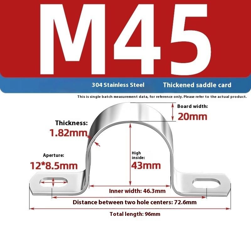 Zesílená U-třmenová sedlová svorka Nerezová ocel Koňský hřbet Drátěné hrdlo Obruč Klipy pro upevnění kabelů Použitelné pro potrubí OD 8-200 mm