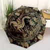 Dragon and Floral Tapestry Rug: Elegant Circular Design for Your Home Decor Umbrella, Portable 3-Fold Compact Umbrella for Men & Women R116
