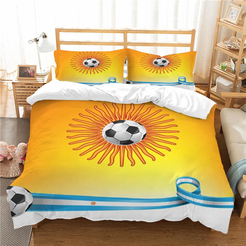 Football Pattern Bed Set Luxury Duvet Cover Set Fashion Home Textiles Lovely Quilt Cover Boy Girl Single Size Bedding Suit