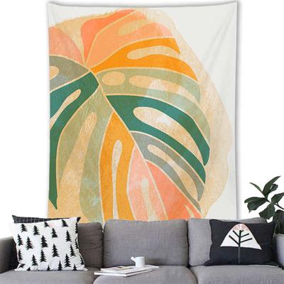 Nordic Tapestry Morning Dew Plant Pattern Polyester Print Serene Bedroom Wall Landscape