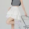 White Ruffle Puff Dress - Women's Summer Ballet Style Short High Waist A-Line Skirt