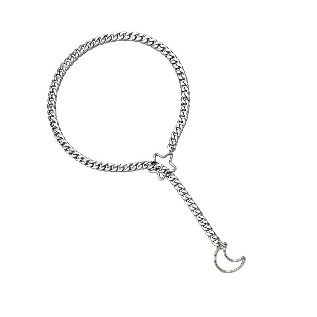 Elegant Star Moon O Rings Choker Necklace for Women Adjustable Cuban Lariat Y Necklace Jewelry Statement Pieces
