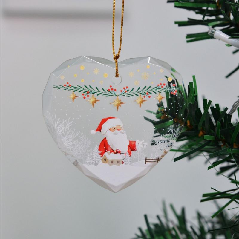 1pc-Christmas Tree Decorations - Transparent Double Sided Mini Decorations | Creative Christmas Decorations, Creative Pendants