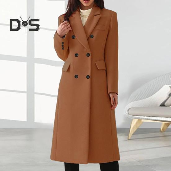 

Женское осенне-зимнее пальто, двубортное, с отложным воротником, свободное, однотонное, с длинным рукавом, с пуговицами, утолщенное, теплое, ветрозащитное, для женщин, стиль OL Commute L верблюд