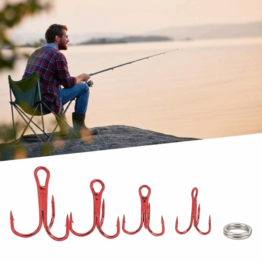 100PCS High Carbon Steel Treble Fishing Hooks Fishing Hooks Kit  Freshwater Fishing