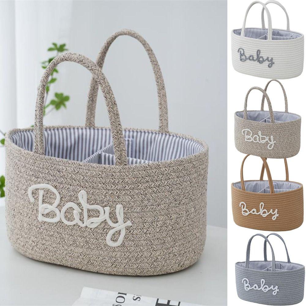 Large Capacity Storage Basket Cotton Rope Cosmetics Storage Baby Nappy Organiser  for Newborn