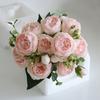 1 Bundle Artificial Roses Flowers Silk Peony Bouquet Home Decoration Accessorie Wedding Party Scrapbook Fake Plants Diy Pompons