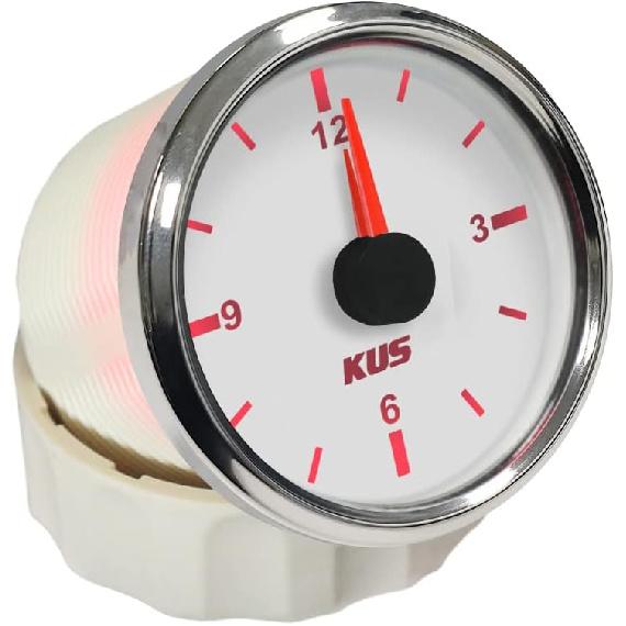 Kus 52mm 2 inch Clock Meter Gauge for Car RV Sedan Boat Truck12-hour Format with Backlight 12V 24 Volts