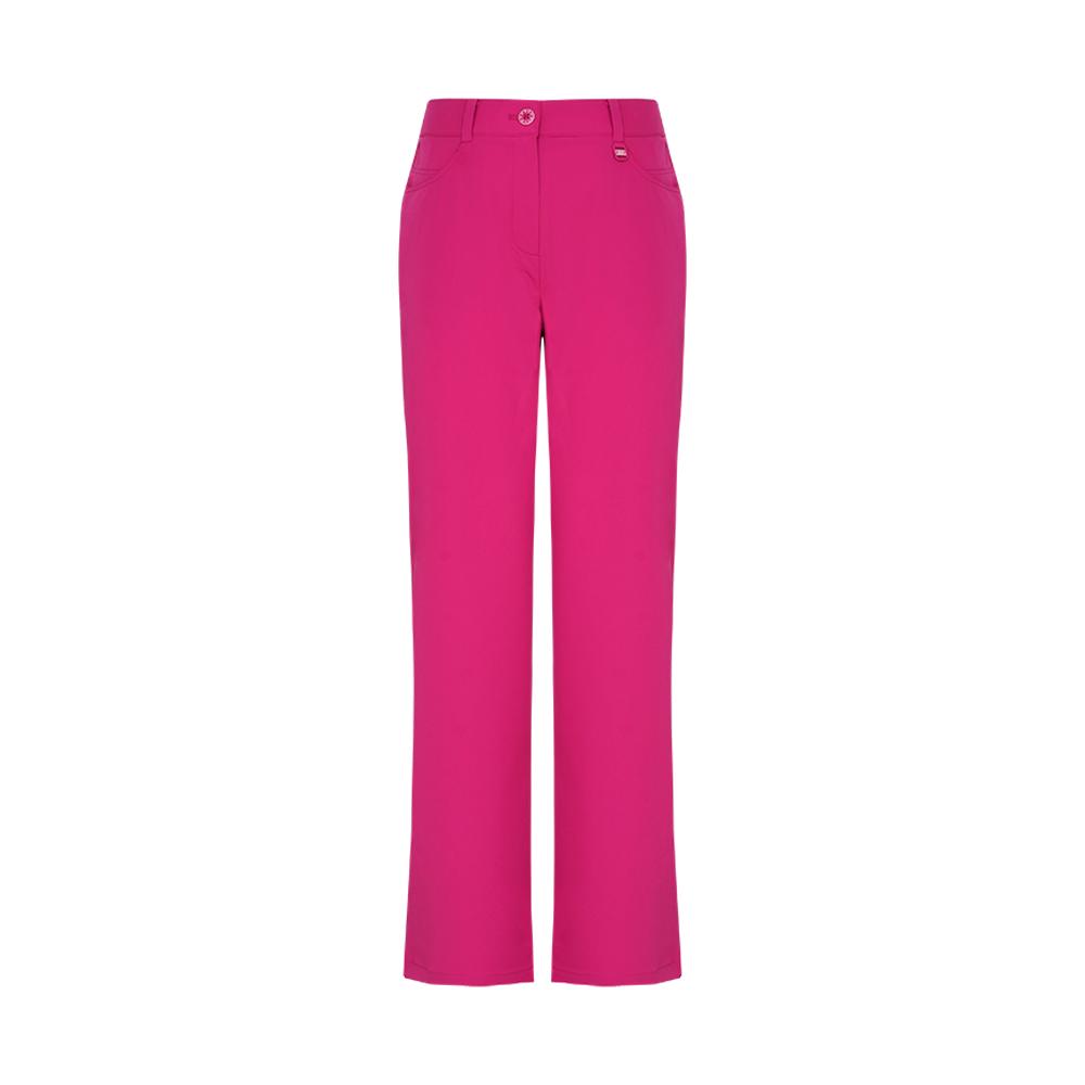 CROCODILE LADIES Back Roll-Up Detail Back Elastic Waist Straight Fit Pants_Cldmpt216