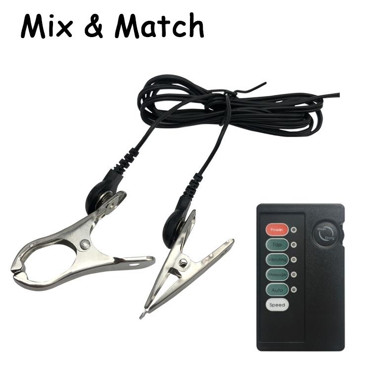 Cleme pentru mamelon cu electroșoc Agrafe Bondage pentru sâni Reținere Fetiș Blocare penis Jucărie sexuală cu tematică electrică