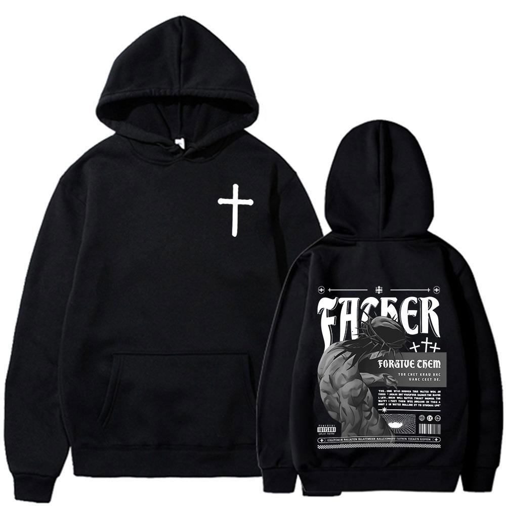 Christian Religious Jesus Forgive Them Father Bible Verse Hoodies Men Women Clothing Fashion Sweatshirts Long Sleeve Pullovers
