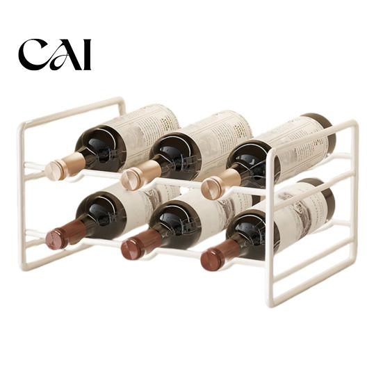 Stable Bottle Rack Iron Wine Rack, Curved Grooves, Countertop Cabinet Storage Shelf, Compact Kitchen Pantry Metal Holder, for Cupboard And Stand