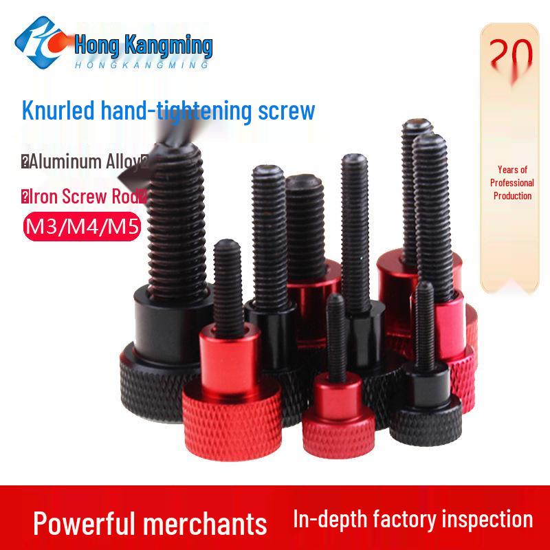 M3M4 Aluminum Alloy Hand-Tightening Flat Head Knurled Adjustment Screw Bolt