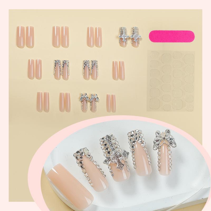 Butterfly Zircon Cross Removable Manicure Patches with Wearable Nail Extensions