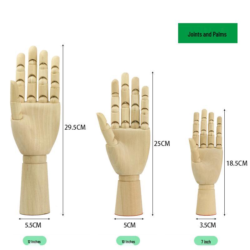 10-Inch Wooden Articulated Hand Figure for Home Décor and Sketching