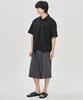 PRAIRIE Dobby Stripe Crop Short Sleeve Shirt (Black)