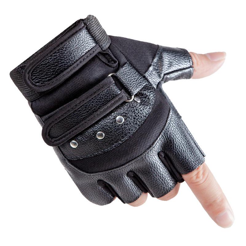 Half Finger Leather Gloves Men and Women Outdoor Sports Cycling Fitness Mountaineering Cross-Fighting Wild Motorcycle Leather Gloves