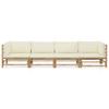 vidaXL 4-tlg. Garten-Lounge-Set mit Cremeweißen Kissen Bambus
