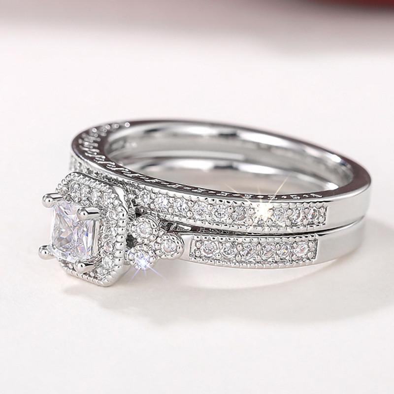 CopperSet Rings for Women S Luxury Cubic Zircon Wedding Accessories Temperament Elegant Female Jewelry