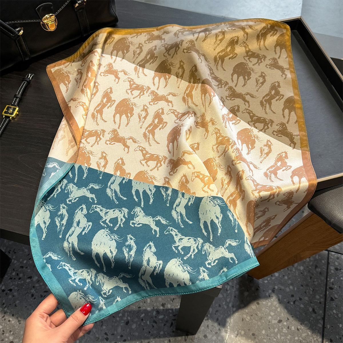 

Brand 100% Silk Scarf Women Neck Hair Foulard Square Headband Scarves Bandana Fashion New Hijab Print Poncho Scarves Pashmina Real Silk 53x53cm