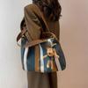 Versatile Stripe Tote Bag Casual Women's Bags Trendy Canvas Shoulder Bag  Shopping Bag