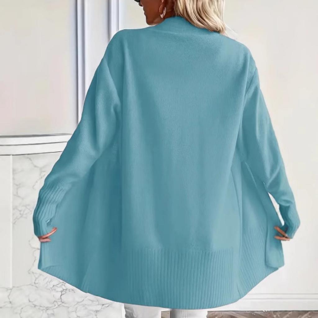 Large Size Women's Knitted Sweater Cardigan Jacket, Casual, Simple, Atmospheric, with Pocket Shawl Sweater