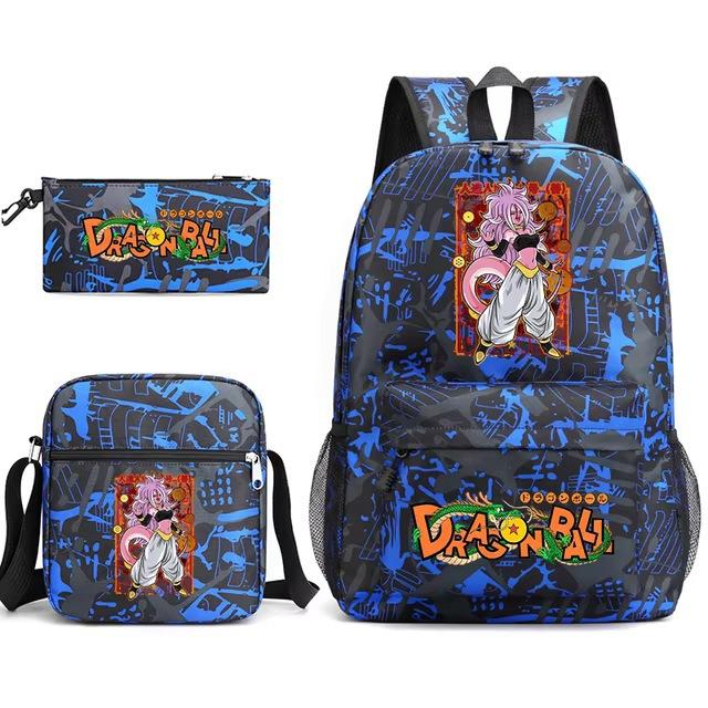Dragon Ball Z Printed Backpack Set 3-Piece Casual School Bag For Boys And Girls Youth With Pencil Case Shoulder Bag