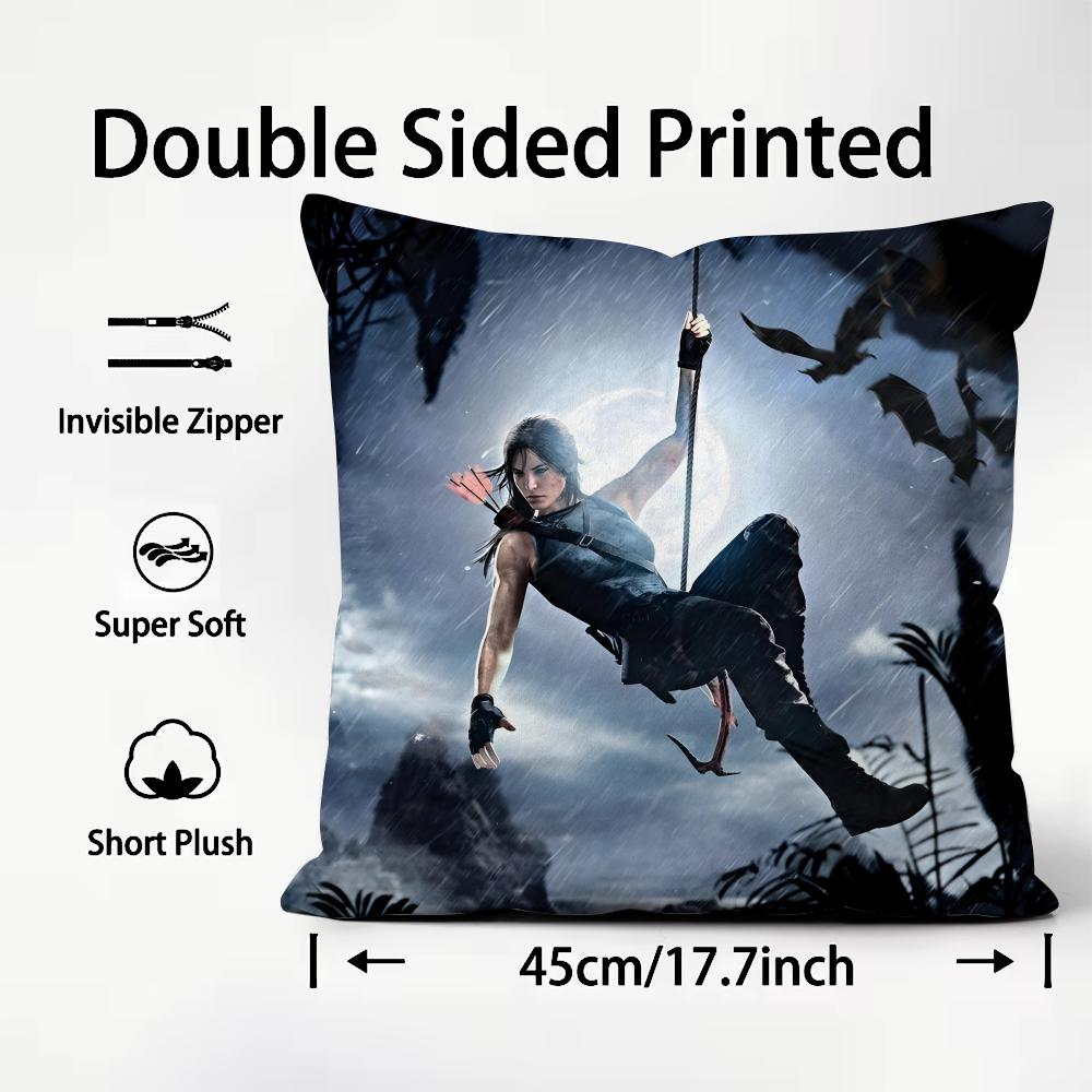 SShadow Of The TombB Raider Cushion Cover Plush Fabric Soft DoubleSided Printed Sofa Warm Winter Home Child Gift Pillow Case