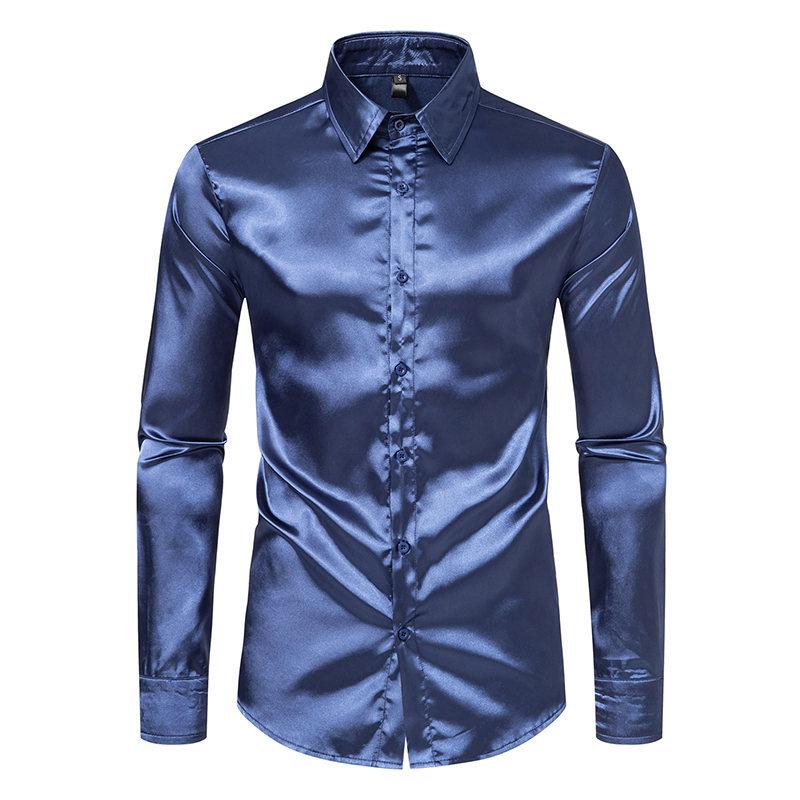Men S Long Sleeve Solid Color Punk Style Shirt