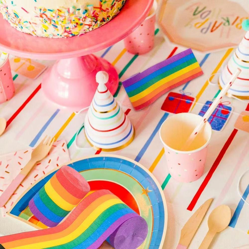 10Rolls DIY Decoration Rainbow Crepe Paper Vibrant Colors Crepe Paper Streamers Gift Wrapping