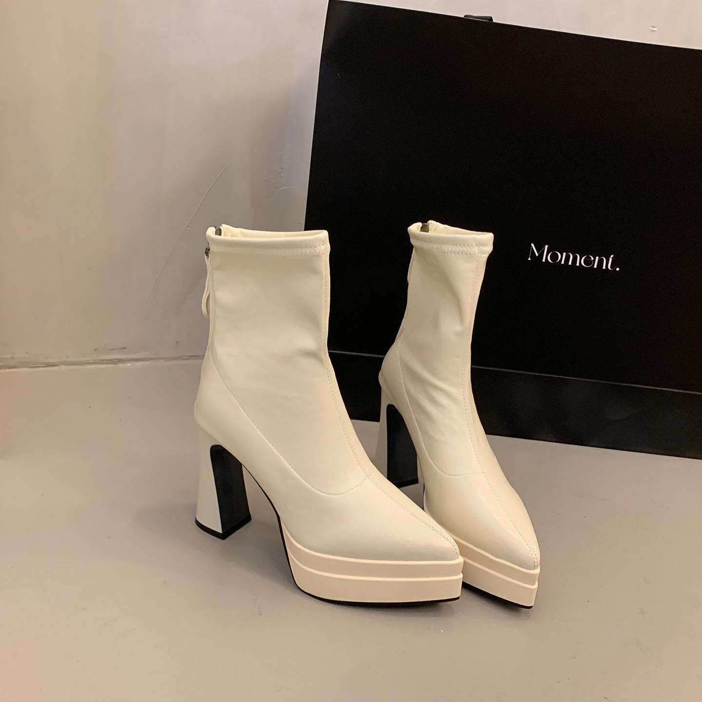 Мужские Женские Зимние Сапоги Модные Платформа Ночной Клуб Высокий Каблук Лодыжка Вечеринка Стриптизерша Женская Обувь Остроносые Современные Короткие Ботильоны 35 9690₽