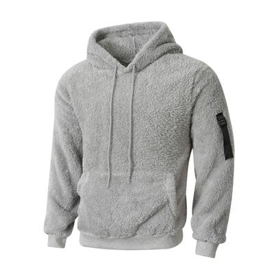 Herren Winter Pullover Fleece Kapuzenmantel Vintage Casual Streetwear Locker Einfarbig Hoodie Freizeitmode Plüschmantel